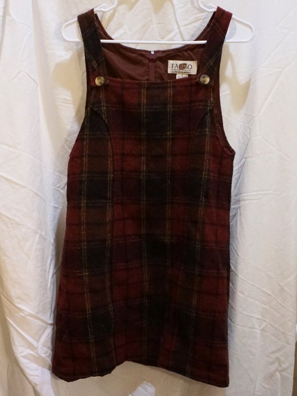 Vintage Fargo & Co. Wool Blend Plaid Maroon Dress